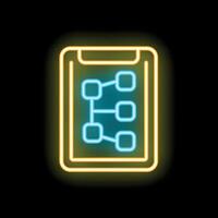 Neon icon of flowchart displaying on mobile phone screen vector