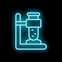 Neon icon of a test tube being heated in a science lab vector