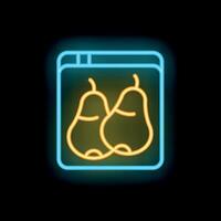 Neon sign showing pears inside website page vector