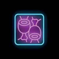 Neon sign showing chicken drumsticks in a styrofoam container vector