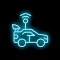 Neon icon symbolizing a modern connected car with wifi vector