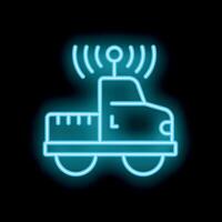 Neon style icon of self driving truck using wireless connection vector