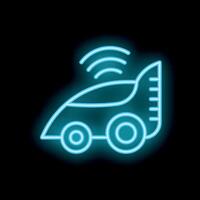 Neon sign of self driving vehicle using wireless technology vector