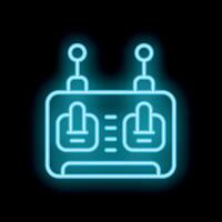 Neon icon of remote control glowing on black background vector
