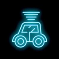 Neon sign of a connected car transmitting data signal vector