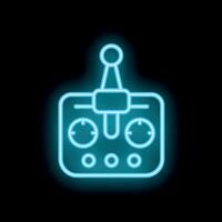 Neon remote control symbol glowing on black background vector