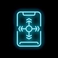 Neon smartphone showing navigation app interface with arrows pointing in different directions vector