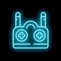 Neon icon of a remote control glowing on black background vector