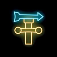 Neon sign showing direction with arrow pointing right vector