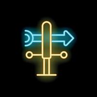 Neon signpost pointing in different directions on black background vector