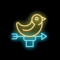 Neon weather vane showing wind direction with a bird on top vector
