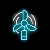 Neon sign representing a fan rotating and refreshing the air vector