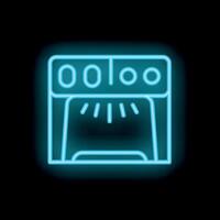 Neon stove top with four burners glowing on black background vector