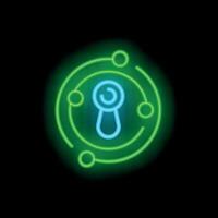 Neon sign representing a vr app with a headset surrounded by connections vector