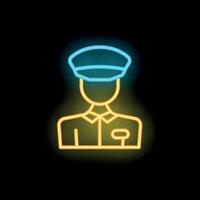 Neon icon of a security guard wearing a uniform vector