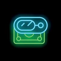 Neon icon of contactless payment using pos terminal on black background vector