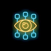 Neon eye scanning data points in futuristic style vector