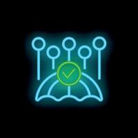 Neon icon of network security showing data being protected vector