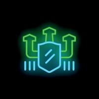 Neon sign representing decentralized cybersecurity system protecting data flow vector