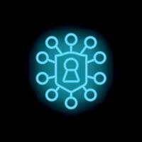 Neon style icon symbolizing network security protecting user data vector