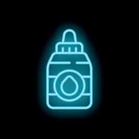 Neon style laundry detergent icon glowing on black background vector