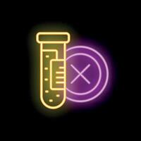 Neon sign showing test tube with negative result icon vector