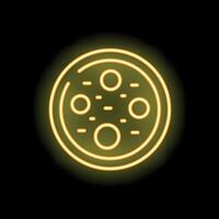 Neon sign showing a tasty pizza with pepperoni slices vector