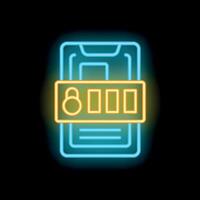 Neon smartphone showing password protection with padlock icon vector