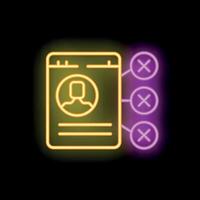 Neon icon of smartphone displaying user profile being rejected multiple times vector
