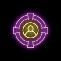 Neon icon of target audience representing client focus in business strategy vector