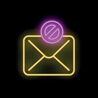 Neon sign showing closed envelope with stop sign on top vector