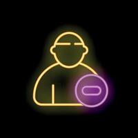 Neon style icon showing user account being disabled vector
