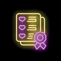Neon icon of customer satisfaction survey with checkboxes and medal award vector