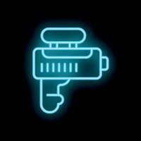 Blue neon sign of a retro ray gun on a black background vector