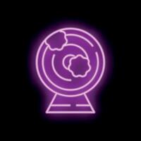 Neon sign representing crystal ball with clouds inside for fortune teller business vector