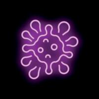 Neon virus icon glowing on dark background vector