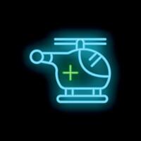 Neon icon of medical helicopter transporting patient vector
