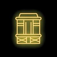 Neon yellow balcony icon glowing on black background vector