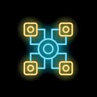 Neon glowing network concept is connecting computers and sharing data vector