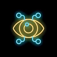 Neon eye representing computer vision technology and innovation vector