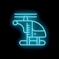 Neon icon of helicopter glowing on dark background vector