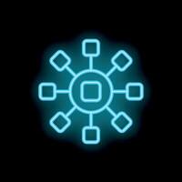 Neon blue decentralized network glowing on black background vector