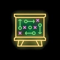 Neon strategy board showing business plan with arrows and xs and os vector