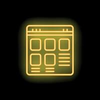Neon yellow website interface layout on black brick wall vector