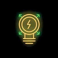 Neon light bulb icon representing brainstorming process vector