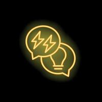 Neon icon of speech bubbles showing brainstorming and innovative idea vector