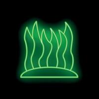 Green neon sign showing seaweed growing from the seabed vector