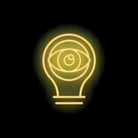 Neon light bulb with eye representing visionary idea vector