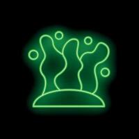 Green neon sign showing abstract smoke cloud on black background vector