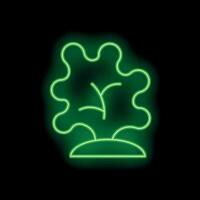 Green neon sign depicting a small tree growing on a patch of land vector